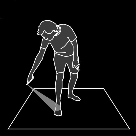 Illustration of man scanning his feet